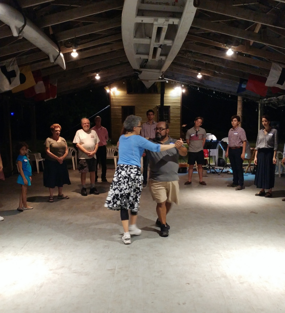 Anita teaches a partner swing at The Barnacle in Coconut Grove
